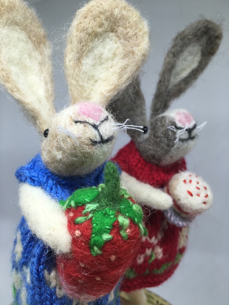 Felted Rabbits in dresses
